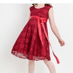 Hello Miz Maternity Lace Dress Burgundy Red Size M